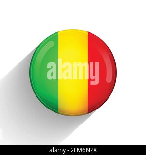 Glass light ball with flag of Mali. Round sphere, template icon. National symbol. Glossy realistic ball, 3D abstract vector illustration highlighted Stock Vector