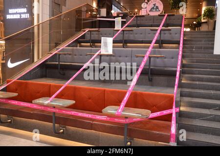 COVID-19 restrictions in Gallerian shopping mall in central Stockholm, Sweden. Stock Photo