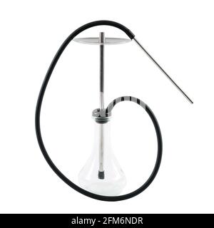 The hookah made of stainless metal is insulated on a white background. Stock Photo