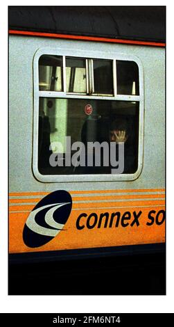 Connex South Central train  October 2000 through Clapham Junction on the day it was anounced  CONNEX had lost their franchise to run the rail service Stock Photo