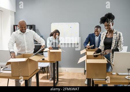 African Corporate Group Of People Or Team Moving Stock Photo