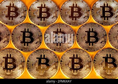 Cryptocurrency bitcoin token coins Stock Photo