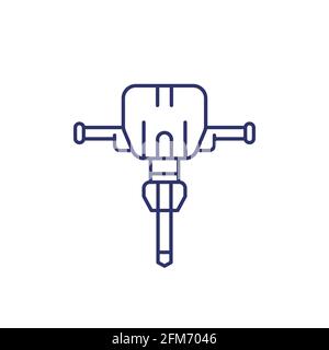 jackhammer line icon on white Stock Vector