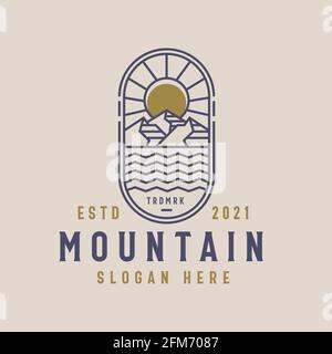 Mountain Lineart Logo Template. Vintage Concept Logo Stock Vector