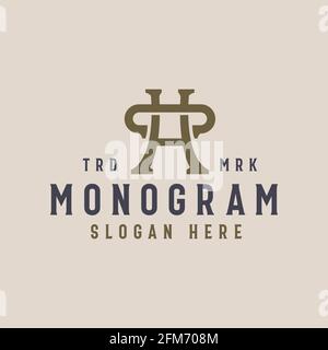 HC CH Monogram Vintage Logo Template. Vector Illustration Stock Vector