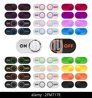 Icon set multi colored button in flat style. Easy editable vector ...