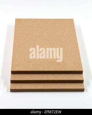 Three boards of raw MDF. Stock Photo