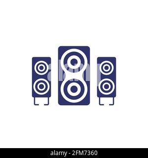 audio speakers on white, 2.1 audio system vector Stock Vector