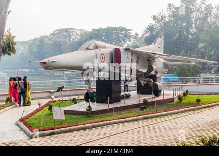 GUWAHATI, INDIA - JANUARY 31, 2017: Mig-27 jet aircraft at Dighalipukhuri War Memorial in Guwahati, India Stock Photo