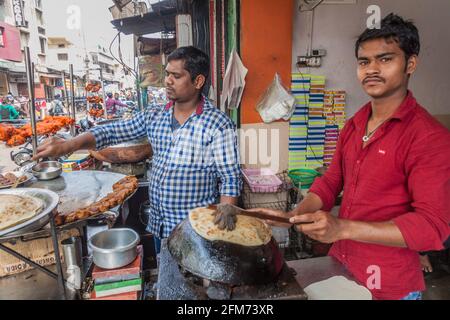 LUCKNOW, INDIA - FEBRUARY 3, 2017: Street food stall in Lucknow, Uttar Pradesh state, India Stock Photo