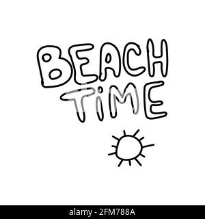 Beach time vector lettering with sun shape Stock Vector