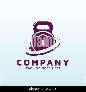 IT security logo design with fitness gym icon Stock Vector