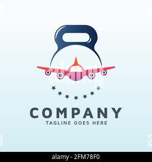 travelers logo design with fitness gym icon Stock Vector