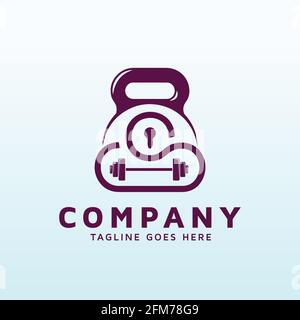 cloud based cyber security logo design with fitness gym icon Stock Vector