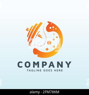 gastroenterologist logo design with fitness gym icon Stock Vector