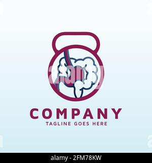 gastroenterologist logo design with fitness gym icon Stock Vector
