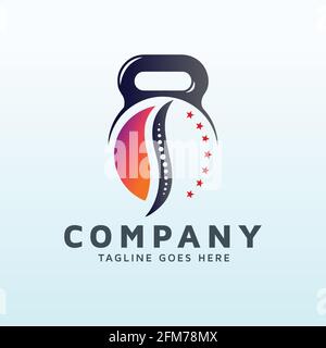 Chiropractic logo design with fitness gym icon Stock Vector