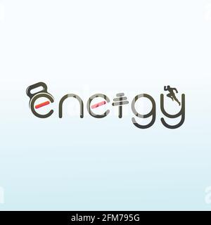 Letter Energy logo design with fitness icon Stock Vector