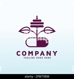 Hometown Pharmacy logo design with fitness icon. Stock Vector