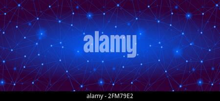 Dark Blue polygonal network grid cover in abstract style. Modern Technology line background, wallpaper. Triangle low poly concept design. Digital data Stock Vector