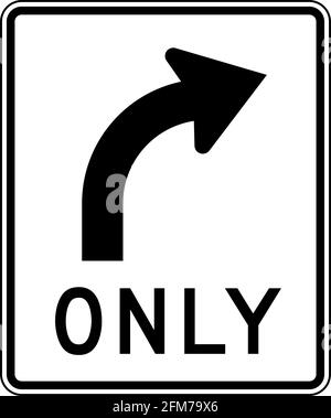 Right Turn Only Official US Road Sign Illustration Stock Photo