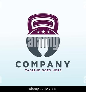 food delivery logo design with fitness icon Stock Vector
