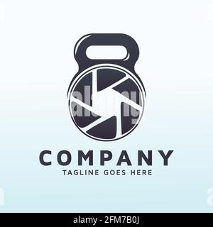 photography logo design with fitness icon Stock Vector