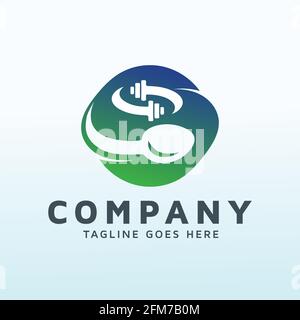 food delivery fast food logo design with fitness icon Stock Vector