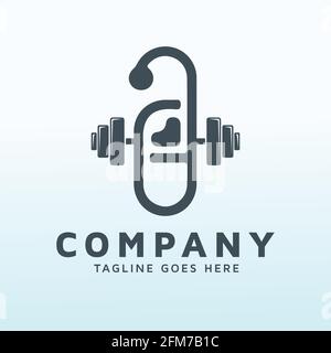 medical diagnostic logo design with fitness icon Stock Vector