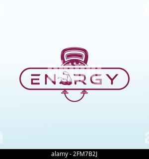 Energy logo design with fitness icon Stock Vector
