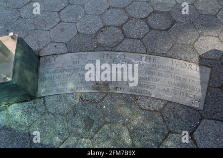 The Hurricane Maria Memorial was built by New York State to honor the victims of Hurricane Maria, which devastated Puerto Rico on Sept. 20, 2017. Stock Photo