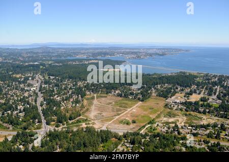 Aerial photo of the Esquimalt Lagoon, Vancouver Island, British Columbia, Canada. Stock Photo