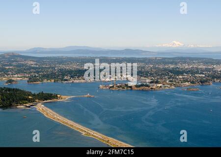 Aerial photo of the Esquimalt Lagoon, Vancouver Island, British Columbia, Canada. Stock Photo