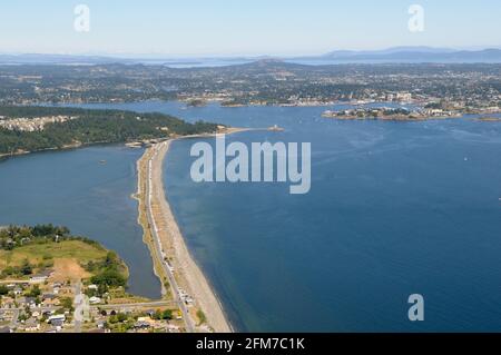 Aerial photo of the Esquimalt Lagoon, Vancouver Island, British Columbia, Canada. Stock Photo