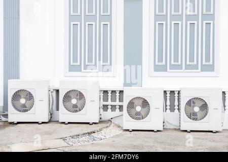 Air conditioner compressor installed in  building Stock Photo