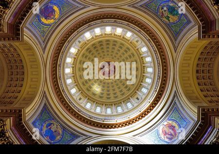 Madison, Wisconsin, USA. The elegant and colorful interior of the Wisconsin State Capitol Building dome. Stock Photo