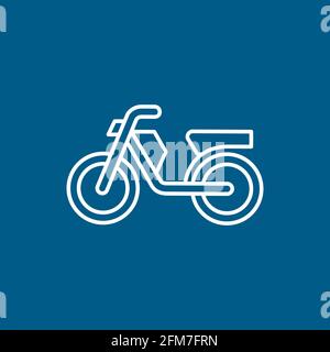 Motorcycle Line Icon On Blue Background. Blue Flat Style Vector Illustration. Stock Vector