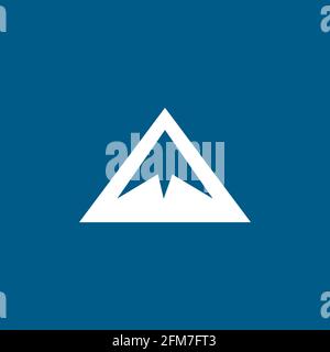 Mountain Icon On Blue Background. Blue Flat Style Vector Illustration. Stock Vector