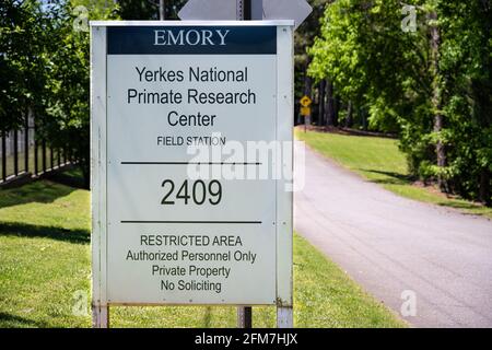 Yerkes National Primate Research Center Field Station, owned by Emory University, in Lawrenceville (Metro Atlanta), Georgia. (USA) Stock Photo