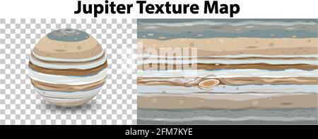 Jupiter planet on transparent with Jupiter texture map illustration Stock Vector