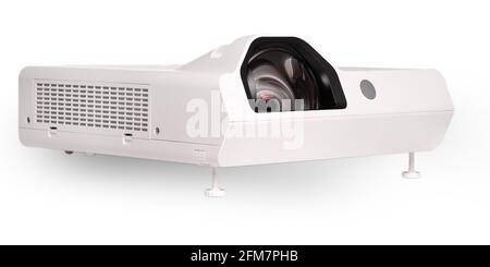 Projector multimedia white colour on white background Stock Photo - Alamy