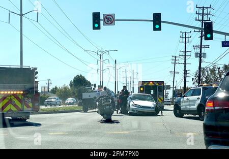 Car accident in intersection. Los Angeles, California, Thursday, May 6, 2021 Photo by Jennifer Graylock-Graylock.com Stock Photo