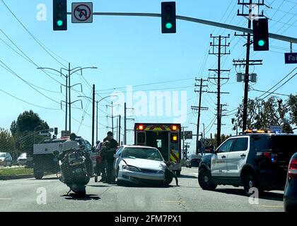 Car accident in intersection. Los Angeles, California, Thursday, May 6, 2021 Photo by Jennifer Graylock-Graylock.com Stock Photo