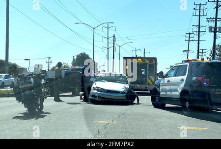 Car accident in intersection. Los Angeles, California, Thursday, May 6, 2021 Photo by Jennifer Graylock-Graylock.com Stock Photo