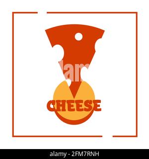 abstract logo of cheese. cheese circle with a slice in yellow and red tones 1 Stock Vector