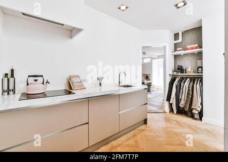 Kitchen interior with modern furniture Stock Photo