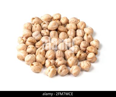 handful of chickpea seeds closeup on white background Stock Photo