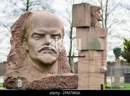 Lenin marble sculpture bust, Russian revolutionary, politician, Chairman of the Council of People's Commissars of the Soviet Union Stock Photo