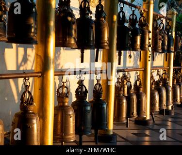 Bells at Wat Phra That Doi Suthep in Chiang Mai, Thailand Stock Photo