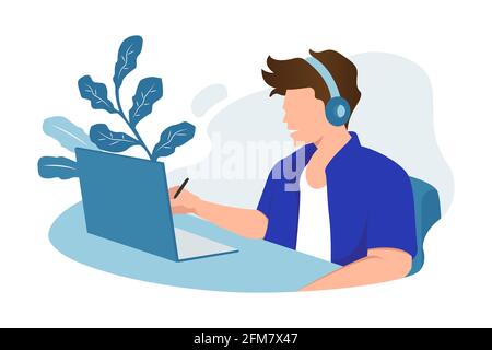 Drawing man online education Stock Vector